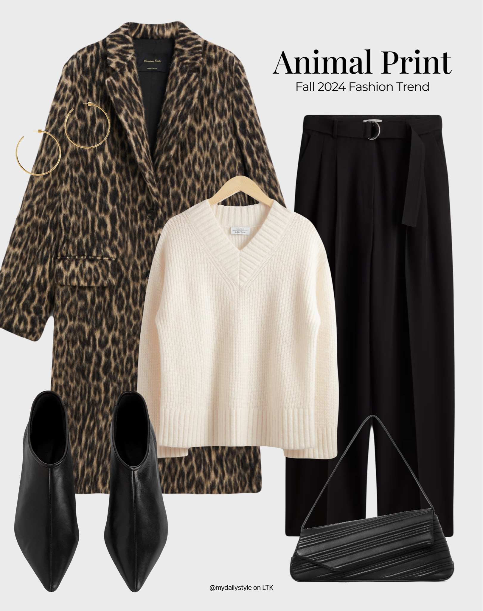 There's nothing better than a classic animal print. Styling long textured animal print coat with a knit wool jumper, black trousers, stretch leather boots, & handbag. 

Tags: animal print, leopard print, fashion trends 2024, fall style, pre-fall, autumn style, fall outfit, autumn outfit, fall fashion, autumn fashion, easy styling, simple everyday look, chic & basic outfit, Parisian look, casual outfit, capsule wardrobe, office look, brunch style, high street.


#LTKautumn #LTKshoes #LTKstyletip