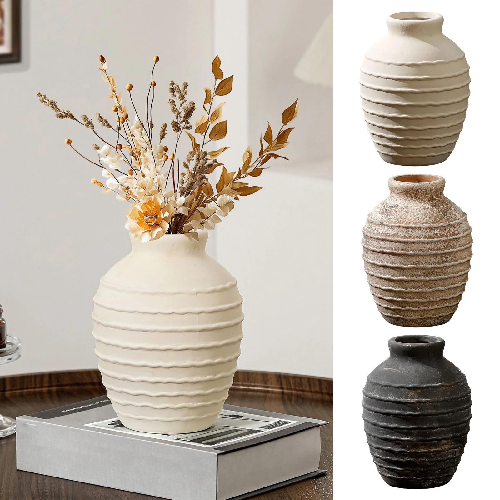 XGFHYJEH Ceramic Flower Vase Home Decor - Farmhouse Table Vases Rustic Vintage Living Room Kitche... | Walmart (US)