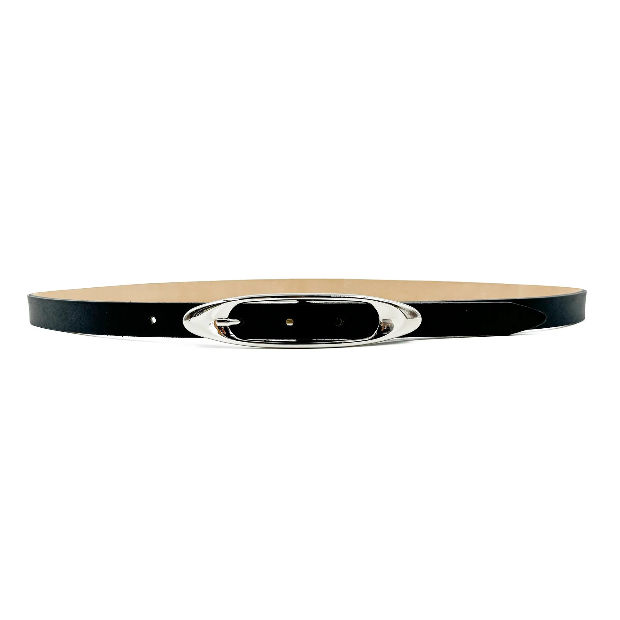 Wren Belt – Sleek Silver Buckle & Black Italian Leather | Streets Ahead | Streets Ahead Inc