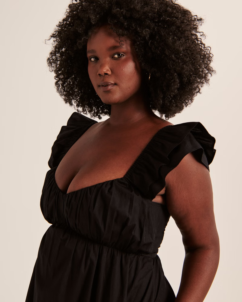 Ruched Flutter Sleeve Mini Dress | Abercrombie & Fitch (US)