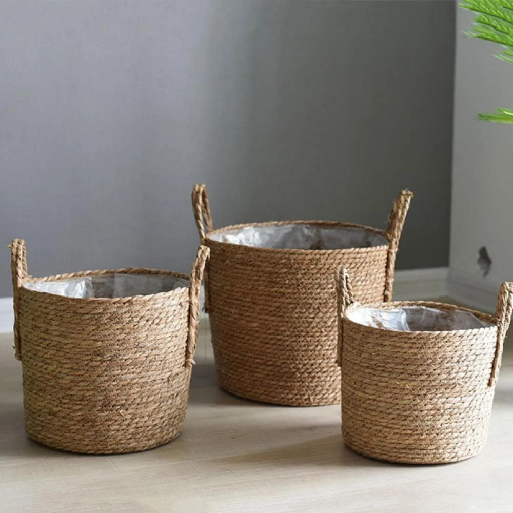 Woven Flower Basket Straw Weaving Basket Plant Flower Pots Cover Garden Plant Containers Wicker R... | Walmart (US)