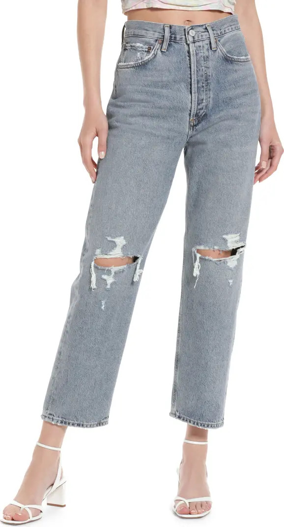 AGOLDE '90s Ripped High Waist Crop Loose Organic Cotton Jeans | Nordstrom | Nordstrom
