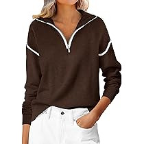 ANRABESS Womens Quarter Zip Sweaters Fall Long Sleeve V Neck Shirts Collared Business Casual Tops... | Amazon (US)