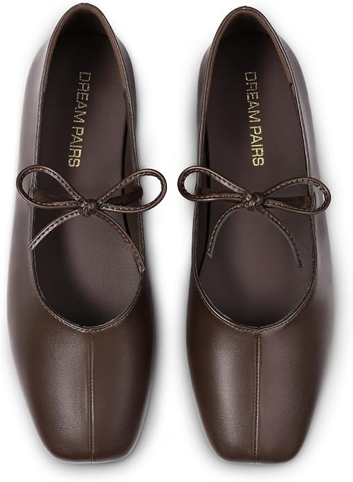 DREAM PAIRS Women's Ballet Mary Jane Flats | Square Toe Slip on Ballet Flats for Women,with Bow D... | Amazon (US)
