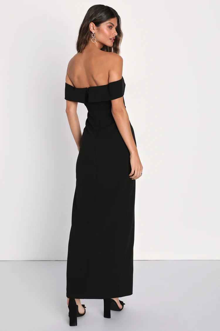 Enchanting Romantic Black Off-the-Shoulder Maxi Dress | Lulus