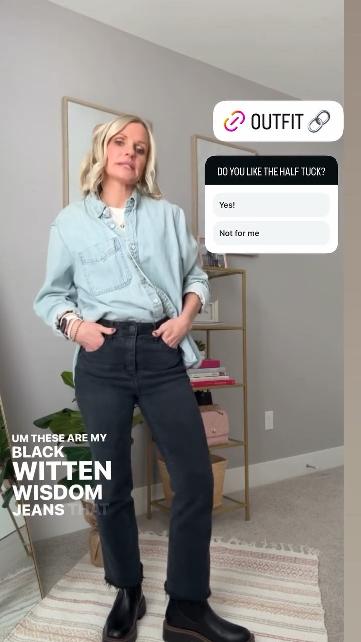 I wore this outfit to take my kids to their dentist appointment. 
Black jeans- 0
Denim shirt- medium 
T-shirt- smalll

#LTKOver40 #LTKootd #LTKPetite