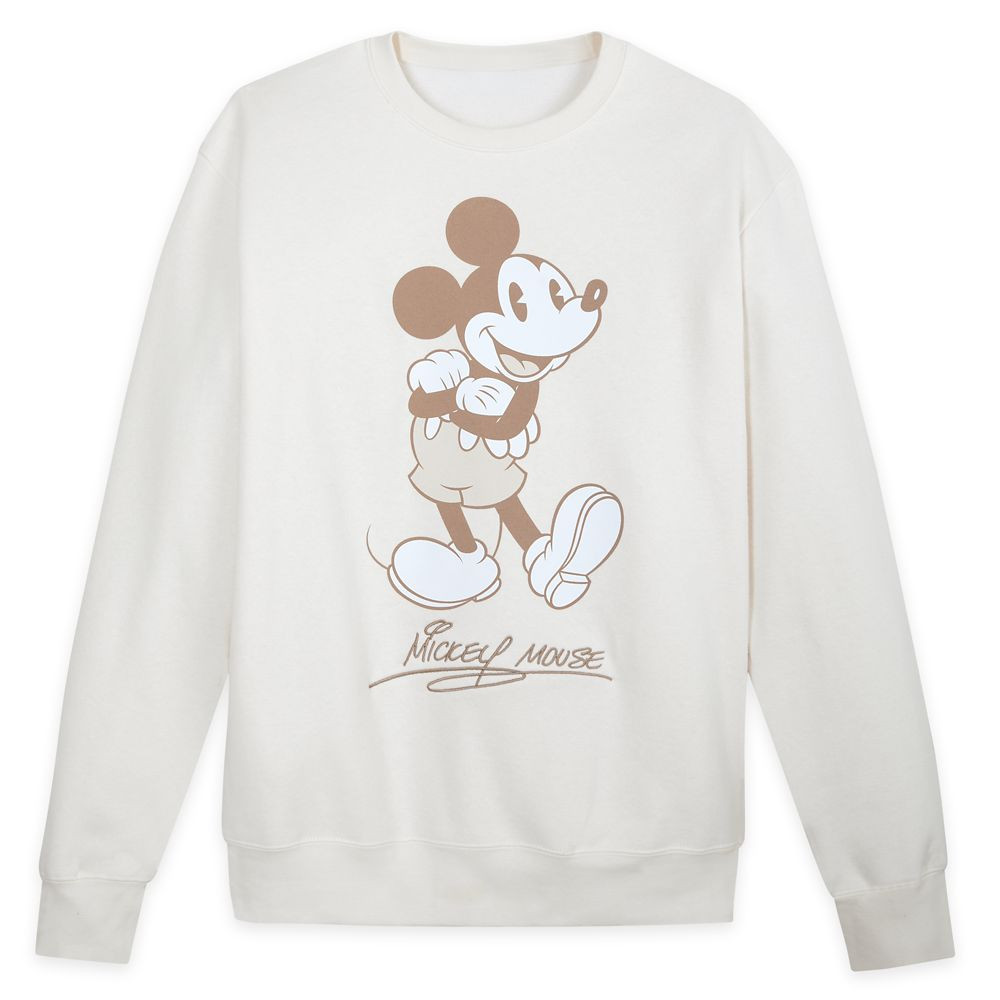 Mickey Mouse Signature Pullover Sweatshirt for Adults – Beige – Exclusive | Disney Store