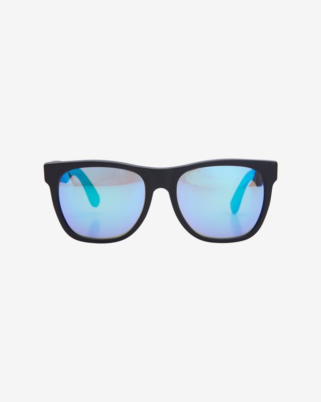 SUPER Sunglasses Mirrored Lense Wayfarer Sunglasses: Matte Black | Intermix
