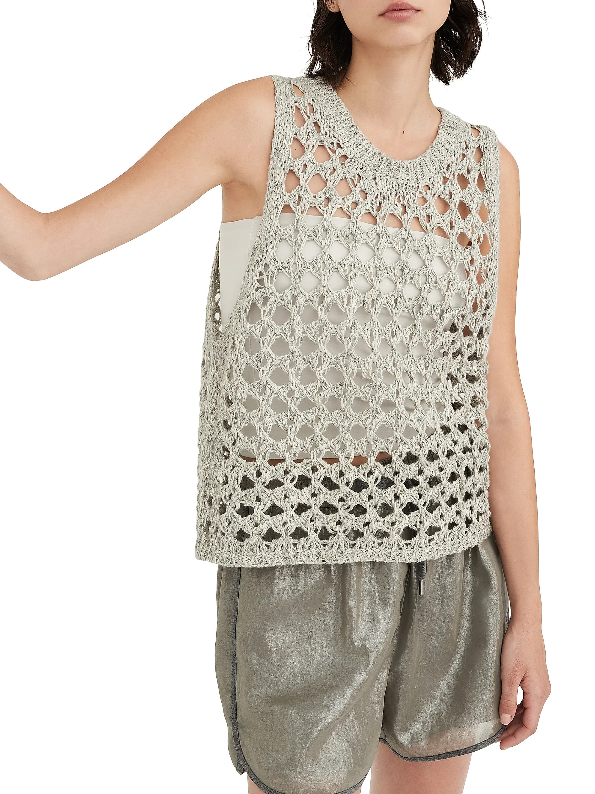 Jute and Cotton Mesh Knit Top | Saks Fifth Avenue