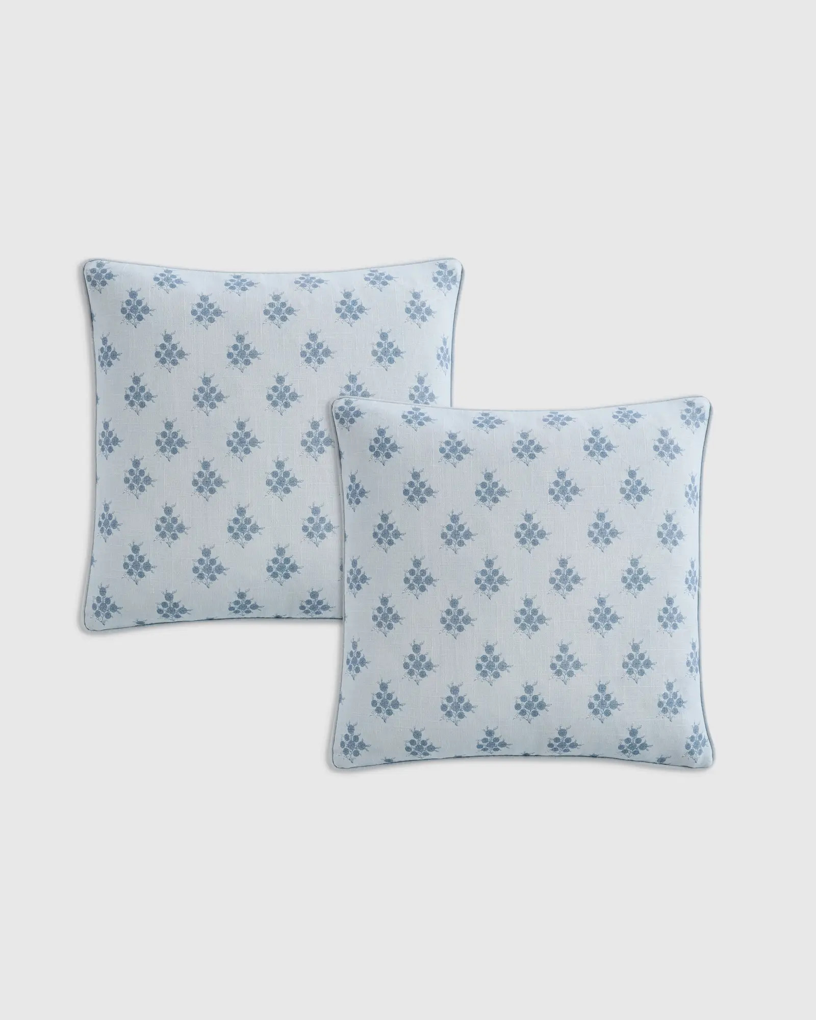 Piped Floral Cotton Pillow Cover (Set of 2) in Natural | Quince