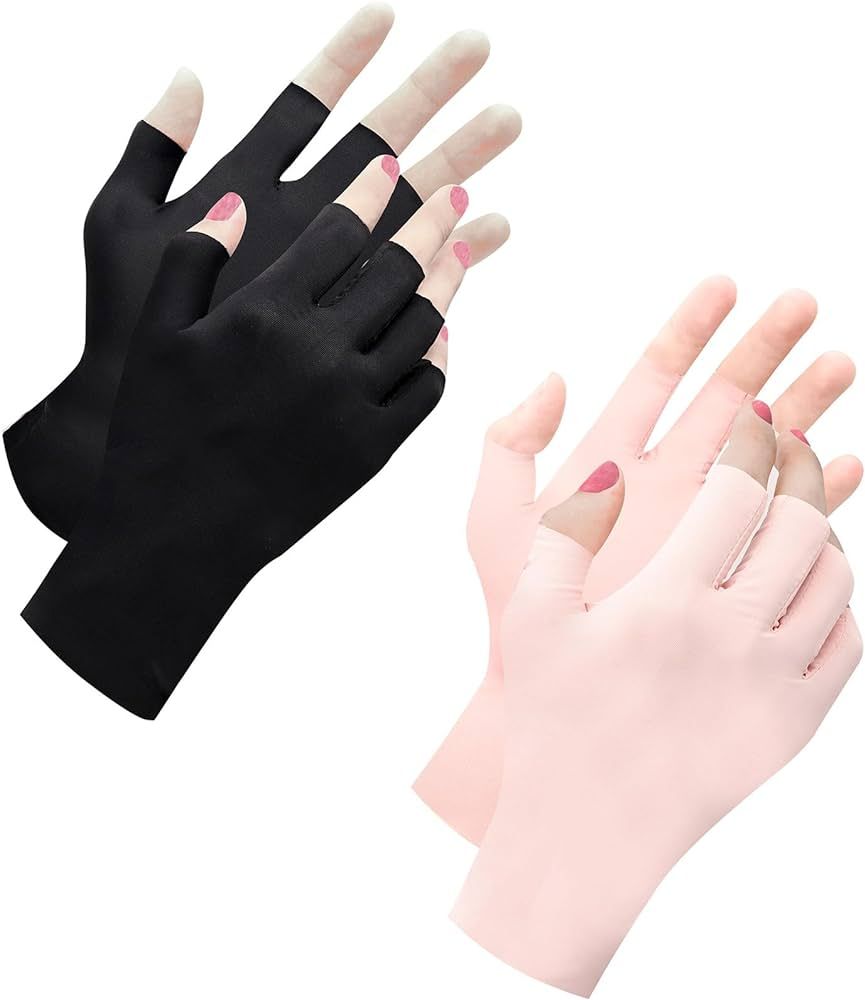 spacepower 2 Pairs UV Gloves for Nails: UPF 50+ Anti UV Gloves for Gel Nail Lamp, Protection Glov... | Amazon (US)