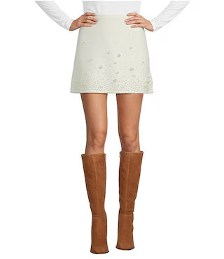 Antonio Melani Gia Coordinating A-Line Pearl Detailing Mini Skirt | Dillard's | Dillard's
