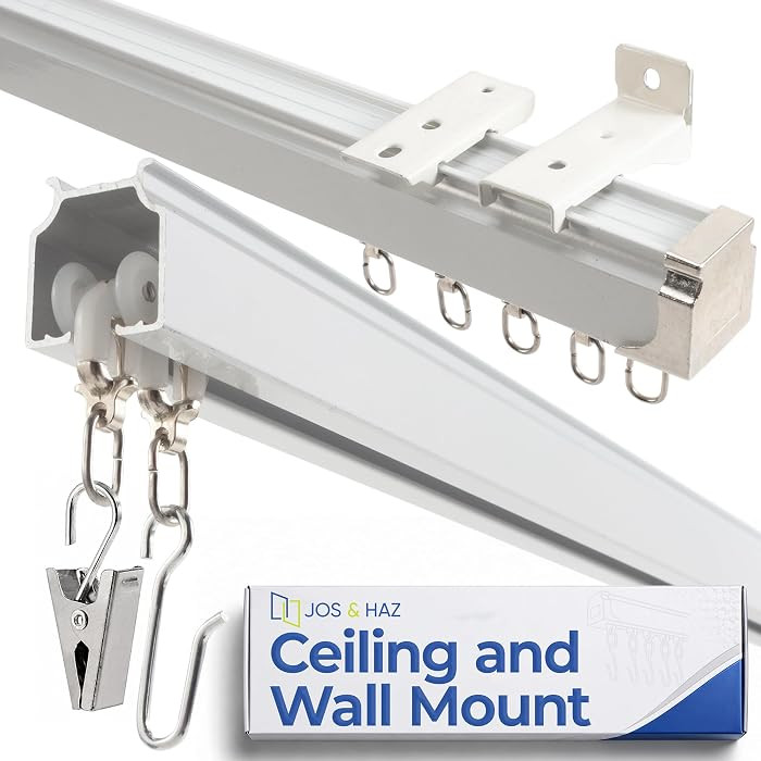 Jos & Haz Ceiling Curtain Track 9.8ft, Aluminum Curtain Track Wall Mount | Amazon (US)