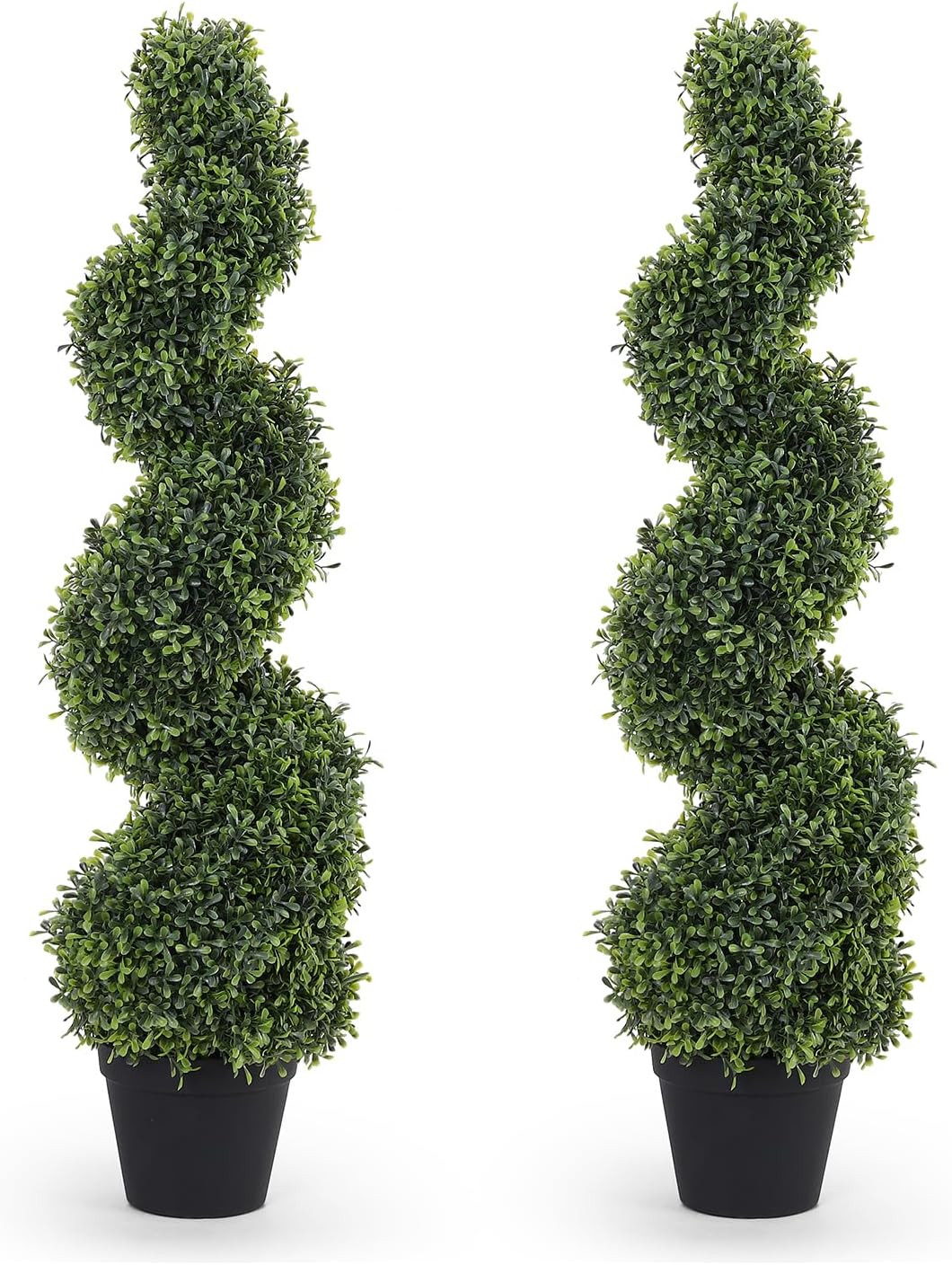 THE BLOOM TIMES 3ft Spiral Topiary Trees Artificial Outdoor Set of 2, 36" Faux Boxwood Plants Out... | Amazon (US)
