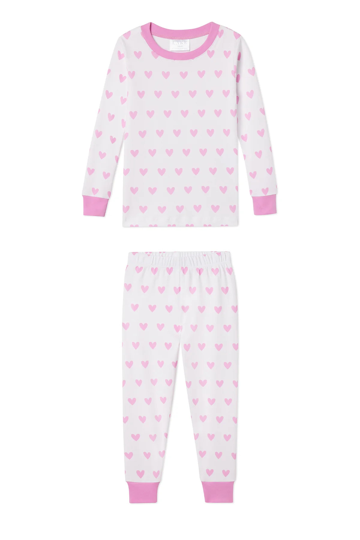 Kids Long-Long Set in Pink Heart | Lake Pajamas