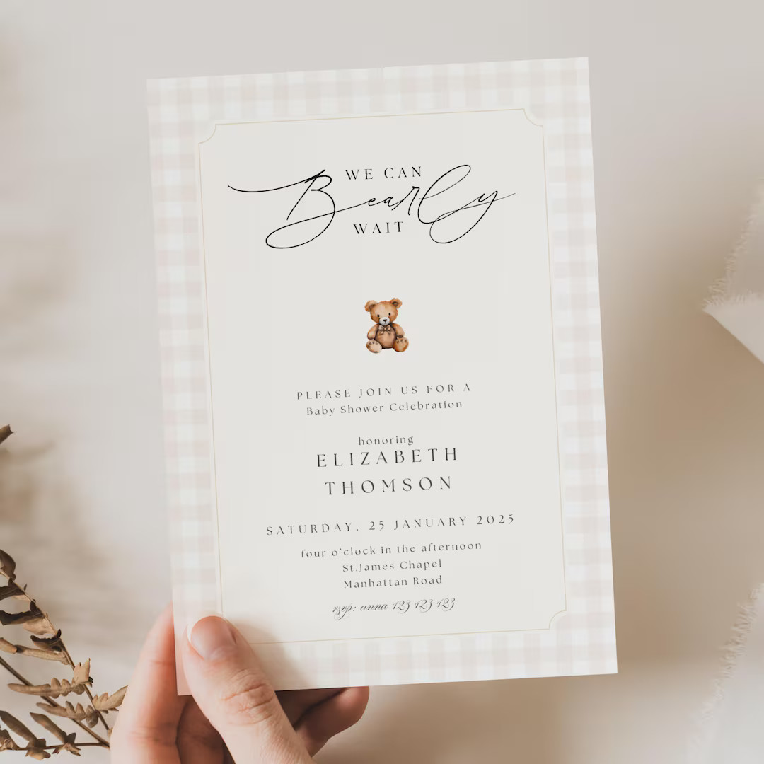 Can Bearly Wait Baby Shower Simple Invitation, Teddy Bear Baby Shower Invitation, We Can Bearly W... | Etsy (US)
