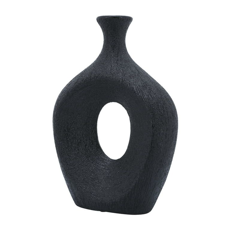 Sagebrook Home Ceramic 13" Beaded Oval Vase Cut-Out, Black, Novelty, Ceramic, Contemporary, 13"H,... | Walmart (US)