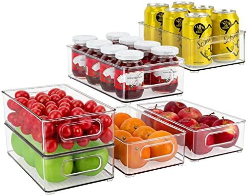 JuneHeart Refrigerator Organizer Bins, Set of 6 Fridge Storage Bins with Handles for Freezer, Kit... | Amazon (US)