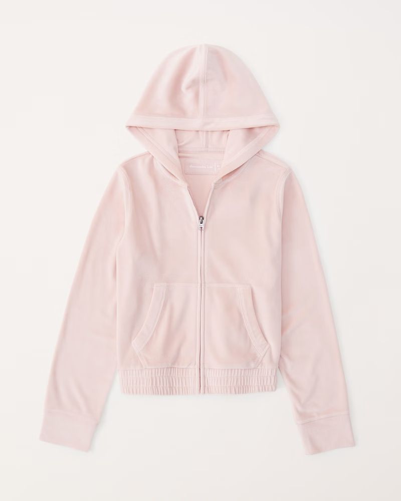 velour cropped full-zip hoodie | Abercrombie & Fitch (US)