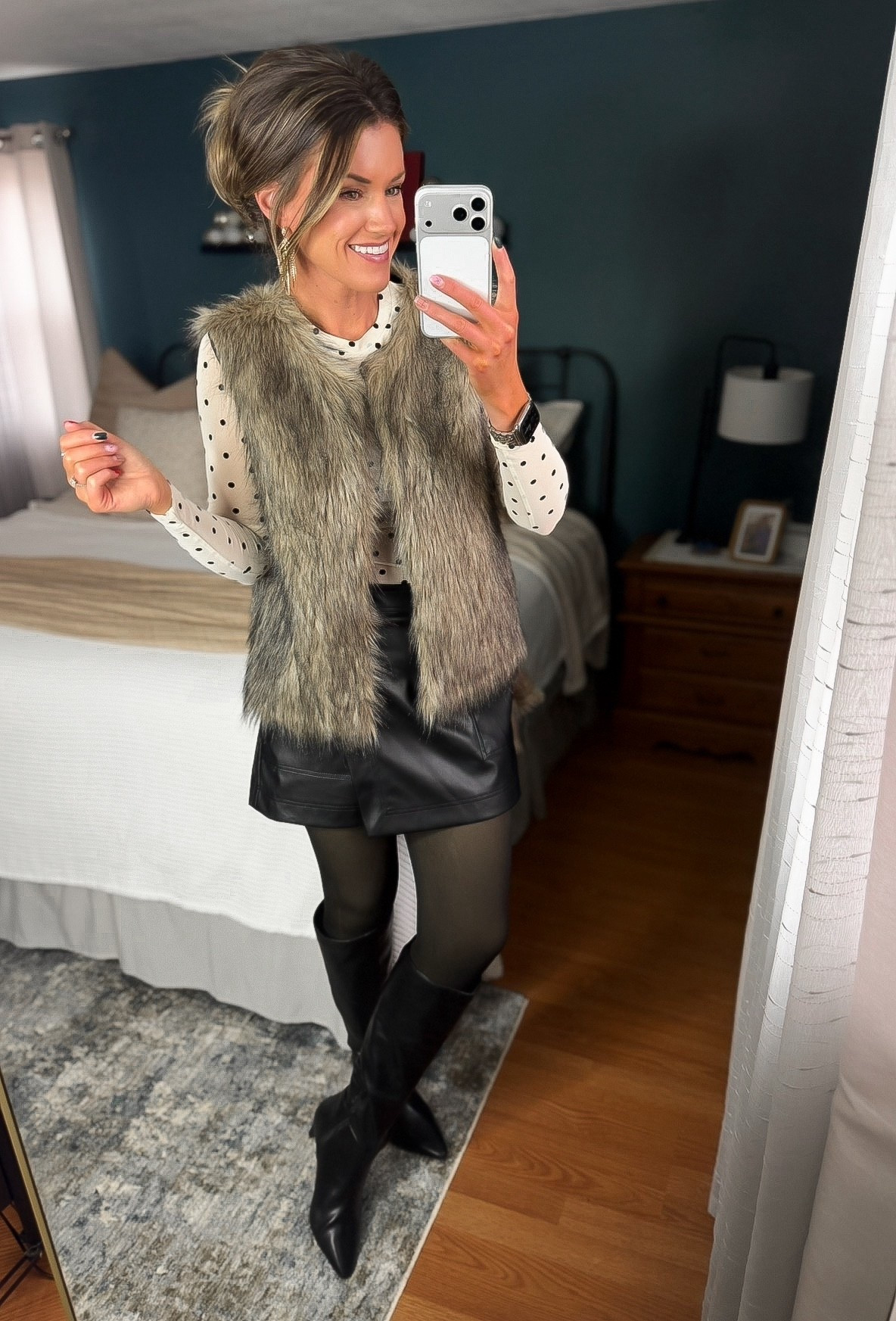 Fleece lined tights. A winter must for us women who live in cold climates. 
Tights/ s-m color A sheer black
Top/small
Vest/ medium
Skirt/ medium (would prefer small) 

#LTKSeasonal #LTKHoliday