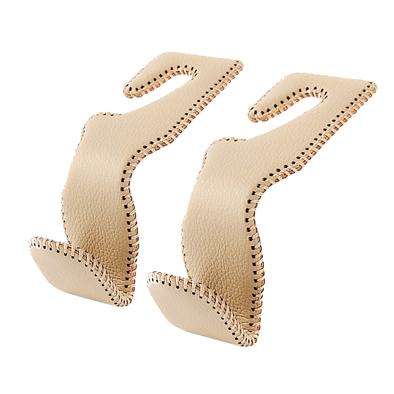 Car Hooks for Purses and Bags, Car Back Seat Headrest Hanger Vehicle Beige Leather Storage Hook | Amazon (US)