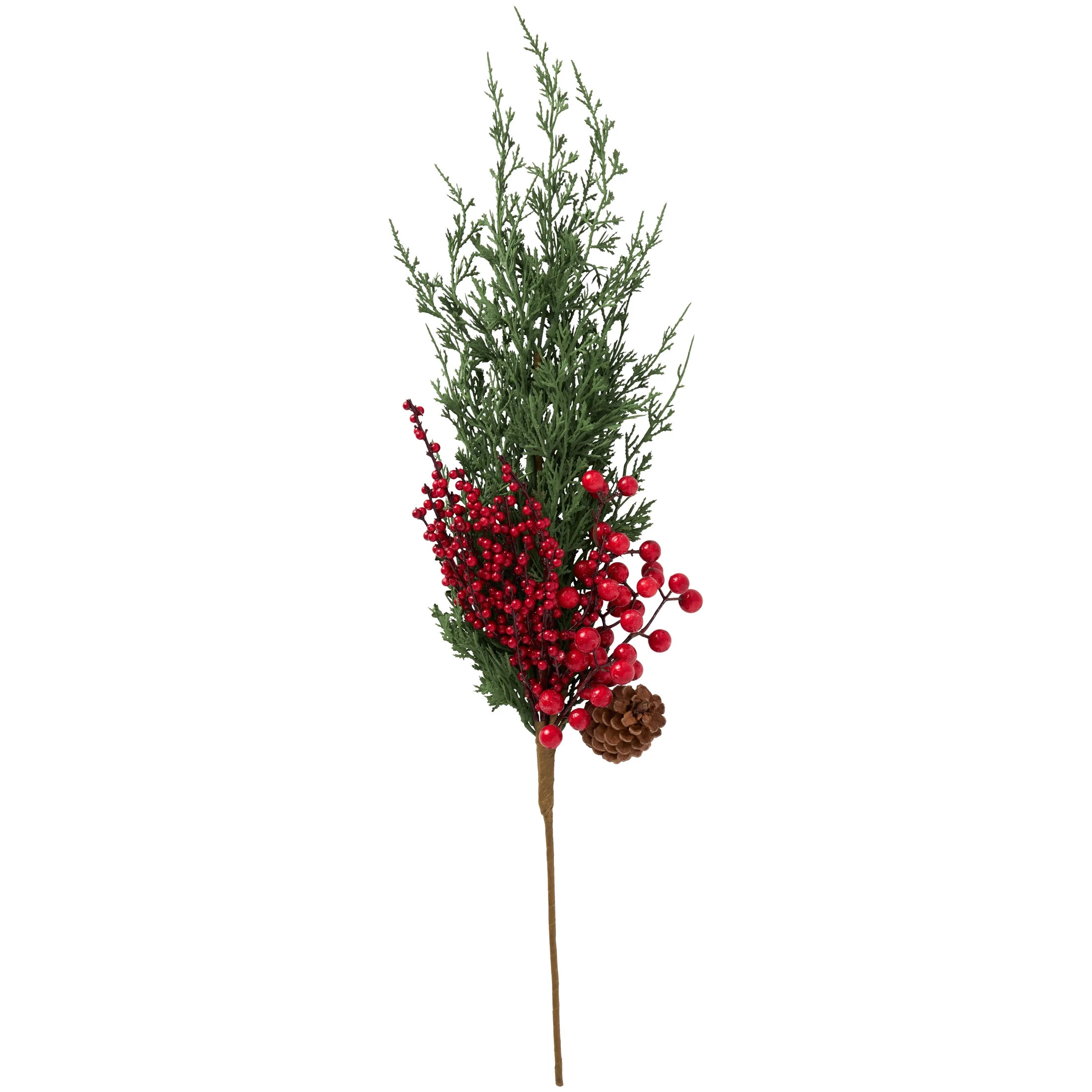Soft Touch Red Berries with Pinecones Christmas Pick, 24 in, by My Texas House - Walmart.com | Walmart (US)