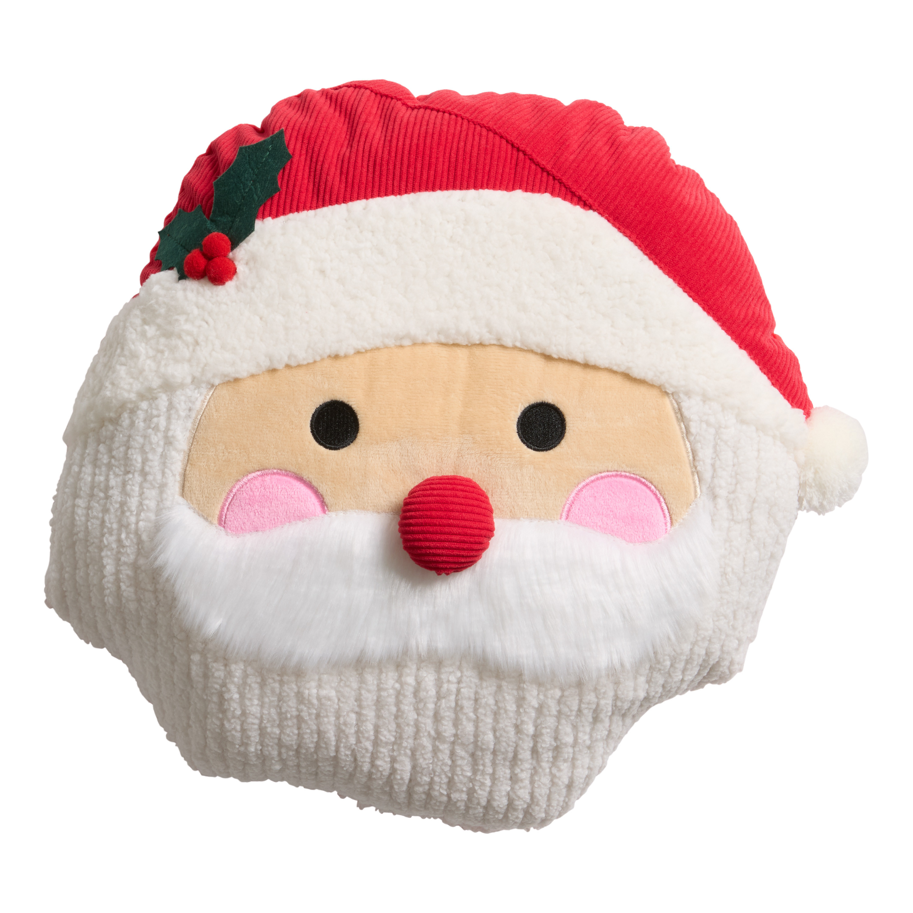 Red and White Santa Face Shaped Throw Pillow | World Market