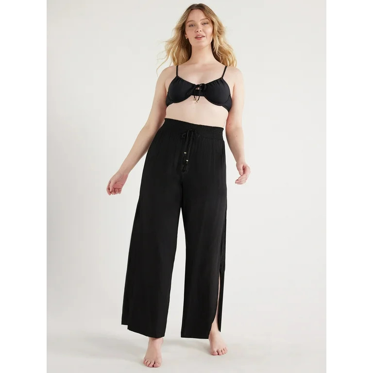 Time and Tru Women's and Women's Plus Smocked Coverup Pants, Sizes S-3X - Walmart.com | Walmart (US)