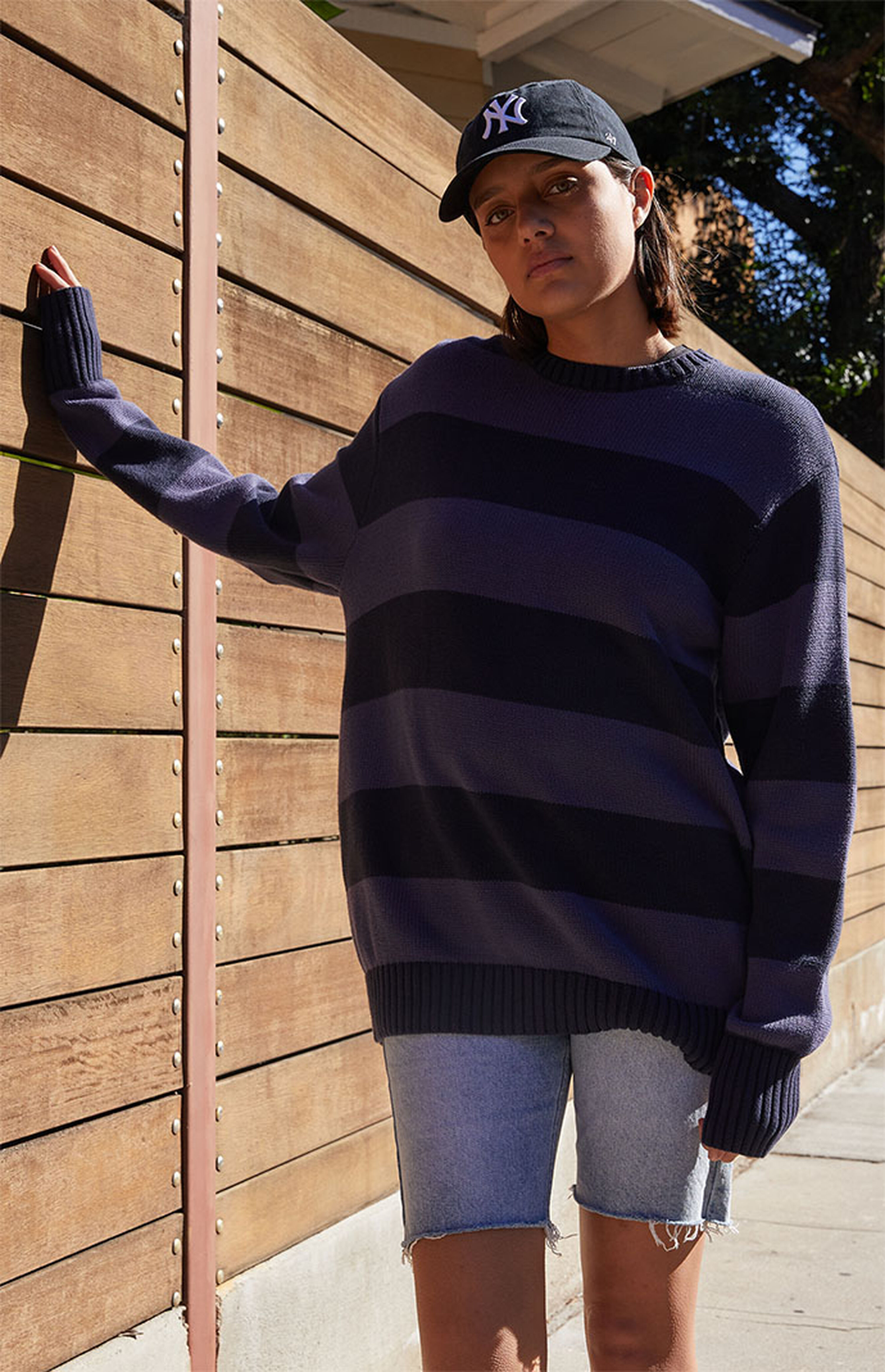 John Galt Navy & Light Blue Brianna Striped Sweater | PacSun