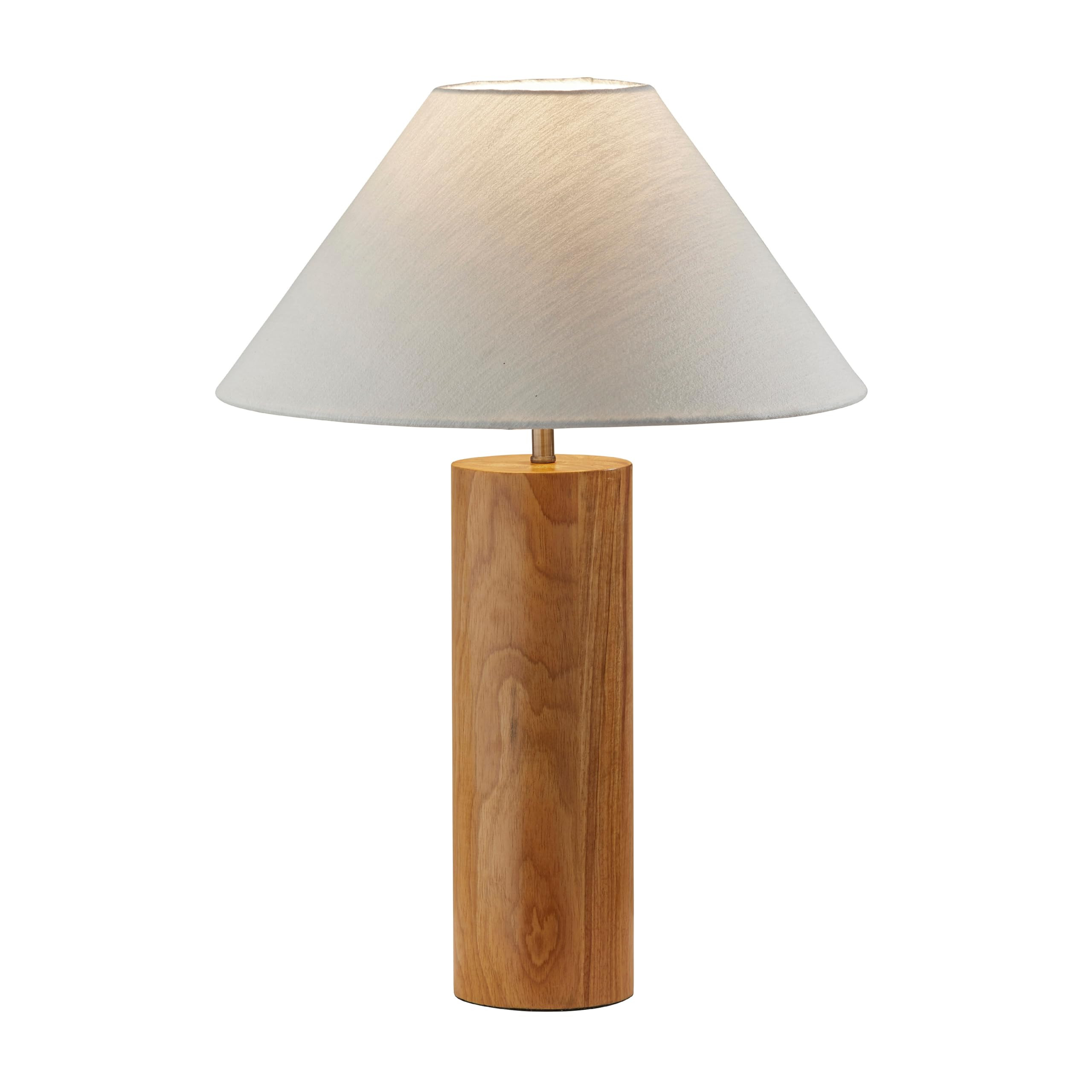 Adesso Table Lamp with Natural Oak Wood Base and White Fabric Lampshade – Bedside Table, Home O... | Amazon (US)