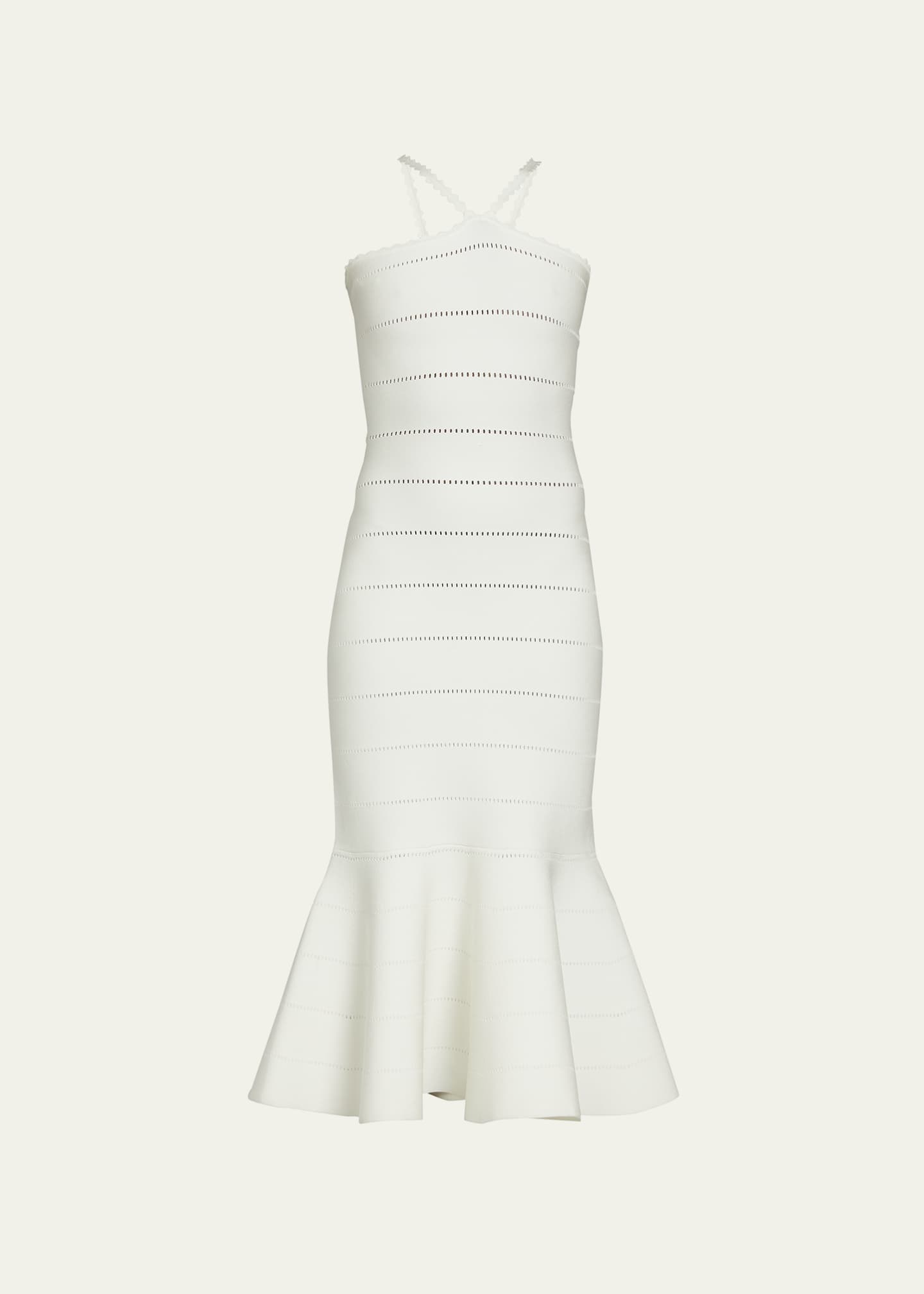 Victoria Beckham Scalloped-Strap Flare Midi Dress | Bergdorf Goodman