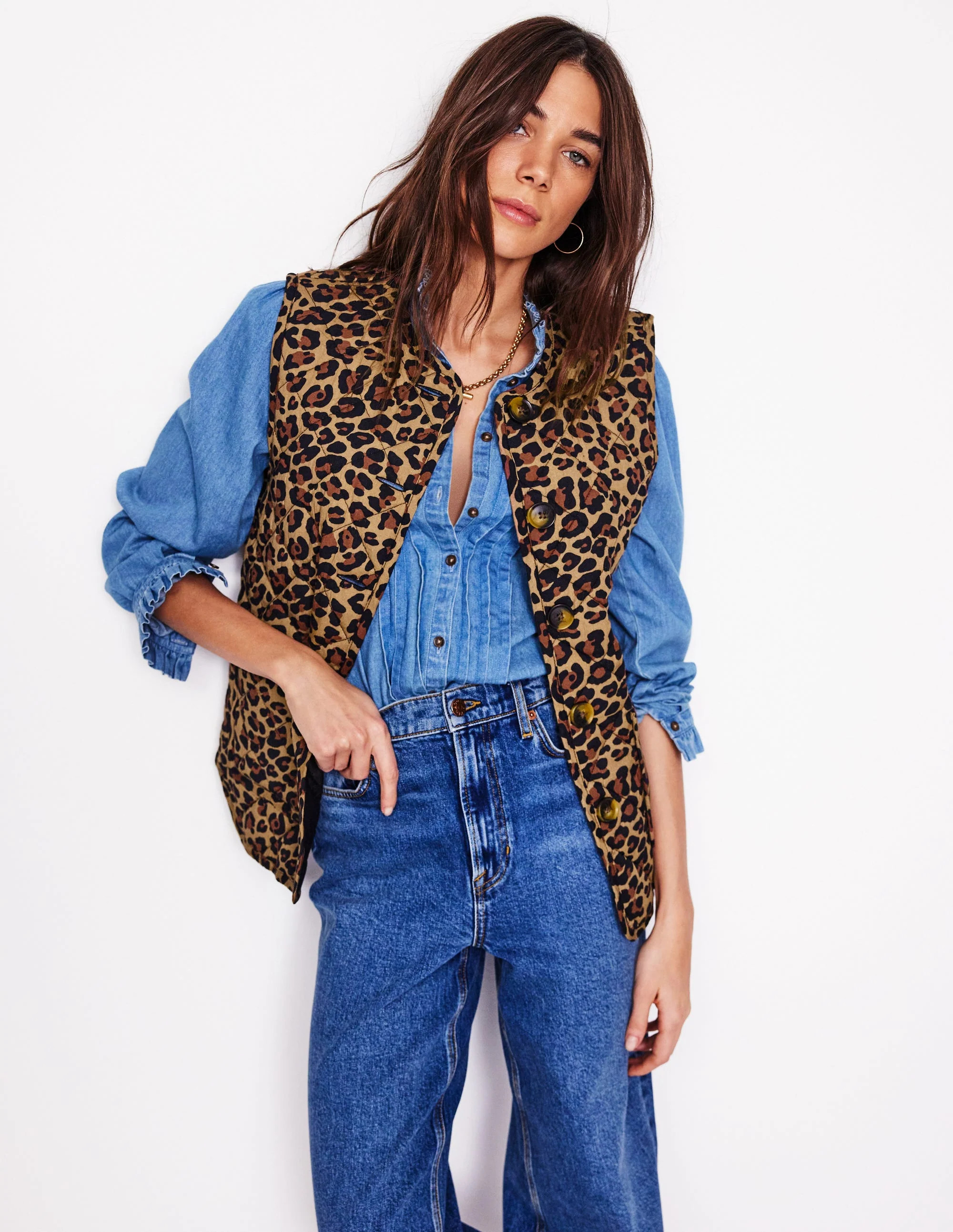 Bedruckte Steppweste-Mohair, Leopardenmuster | Boden DE