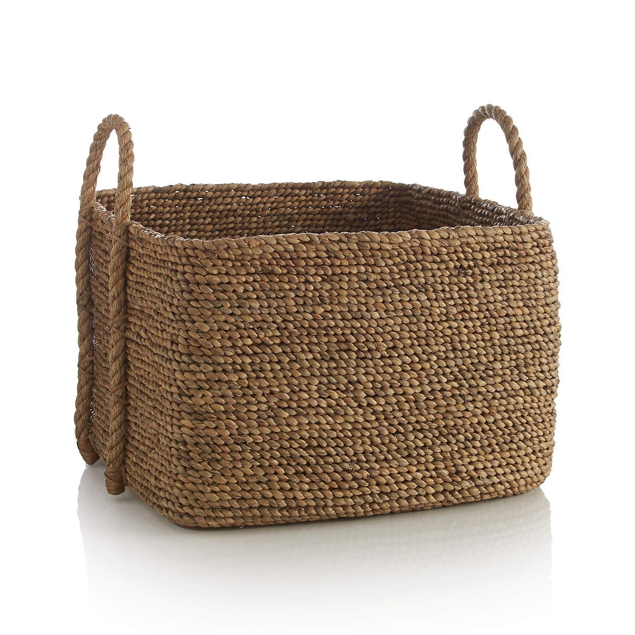 Tyler Square Basket With Rope Handle Low + Reviews | Crate & Barrel | Crate & Barrel