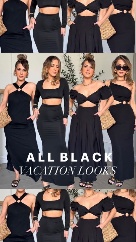 All black vacation looks from AMAZON 😎☀️

▪️Wearing a small in ALL dresses 
▪️I have little boobies so I wear the nippies that I linked with all these dresses
▪️shapewear included! 

I'm right under 5'3".  Let me know if you have any questions babes! 

#LTKfindsunder50 #LTKtravel #LTKU