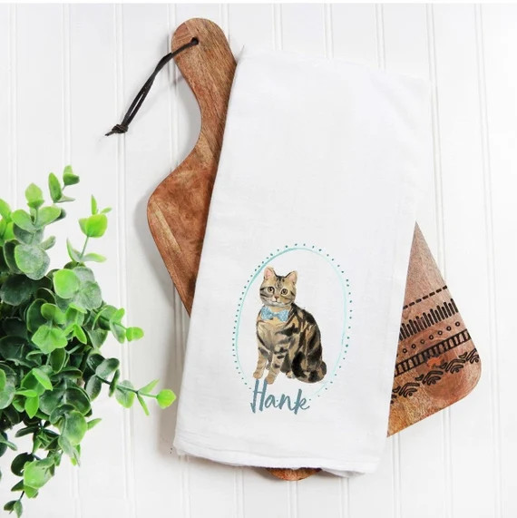 Custom Tabby cat tea towel. Tea towel is made of absorbent and durable 100% premium cotton. Towel... | Etsy (US)