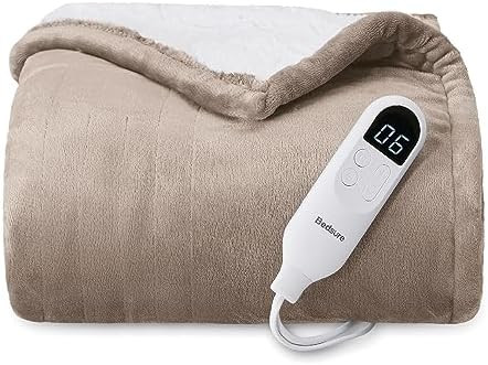 Bedsure Heated Blanket Throw Blanket - Fast Heating Electric Blanket, Soft Flannel Heated Throw w... | Amazon (US)