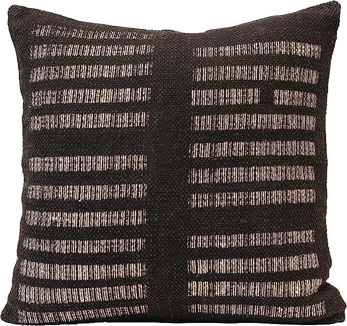 Creative Co-Op Woven Cotton, White & Black Pillow, Black | Amazon (US)