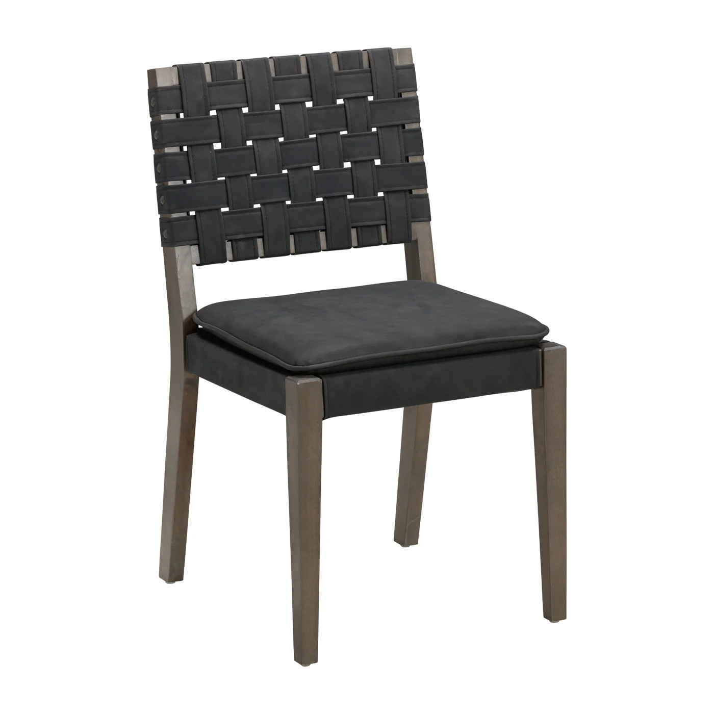 Woven Faux Leather Dining Chair Black | Nathan James
