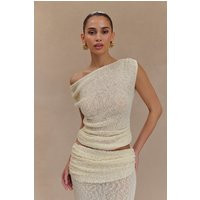 Chloe Off Shoulder Boucle Knit Top - Ivory | MESHKI US