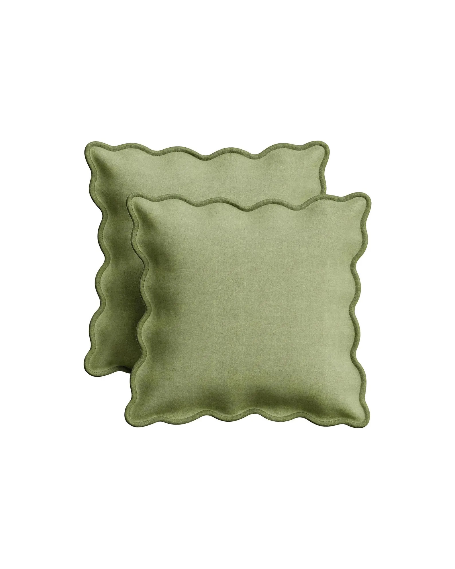 Orelle Scalloped Pillow Cover 18x18 Set of 2 | 100% Linen / Cotton Scallop Pillow Cover | Aesthet... | Etsy (US)