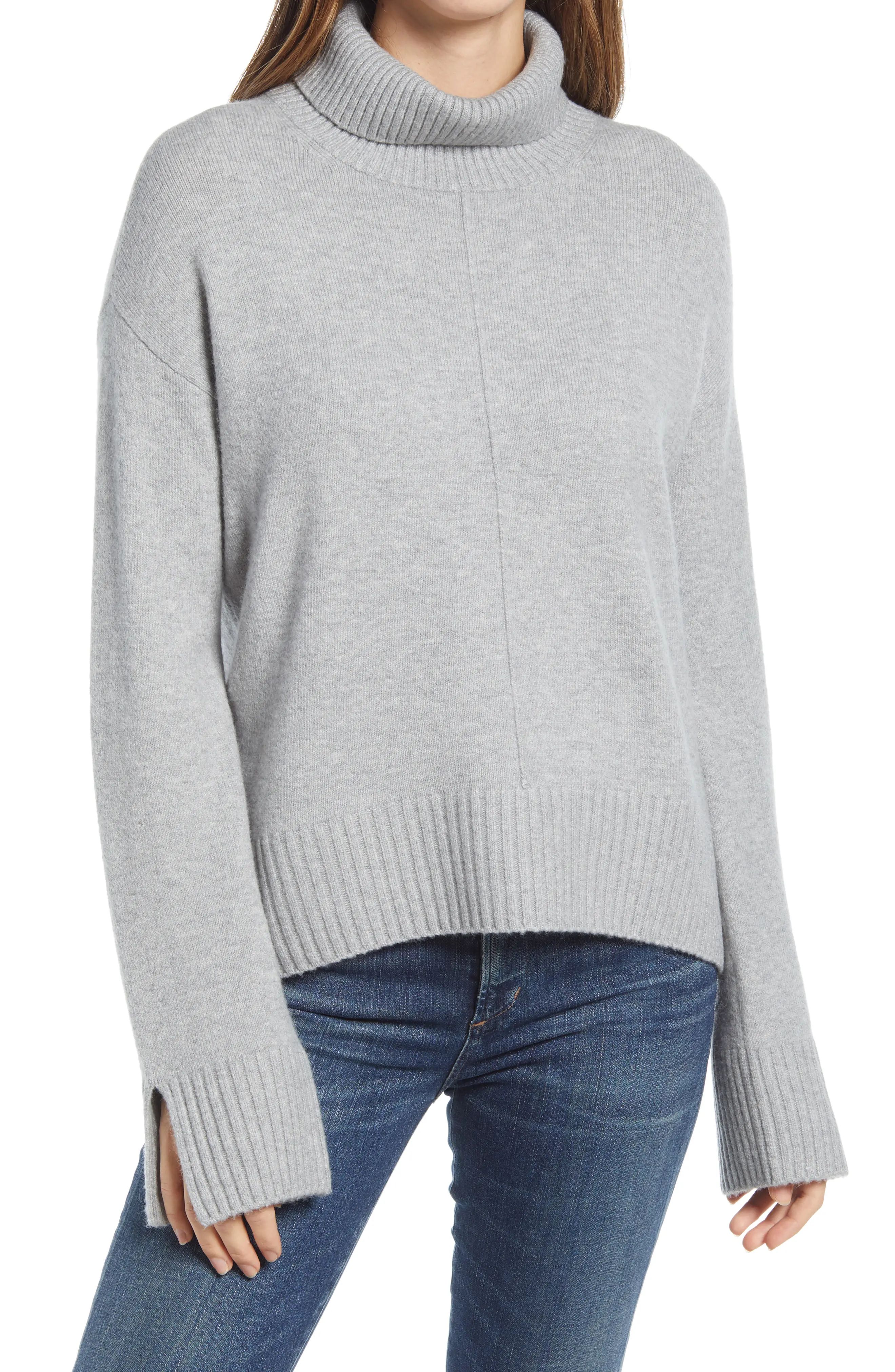 Women's Nordstrom Raised Seam Turtleneck Sweater, Size XX-Large - Grey | Nordstrom