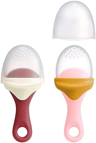 Boon Pulp Easy Grip Frozen Food Silicone Feeder & Baby Teething Toy, Orange/Blue | Amazon (US)