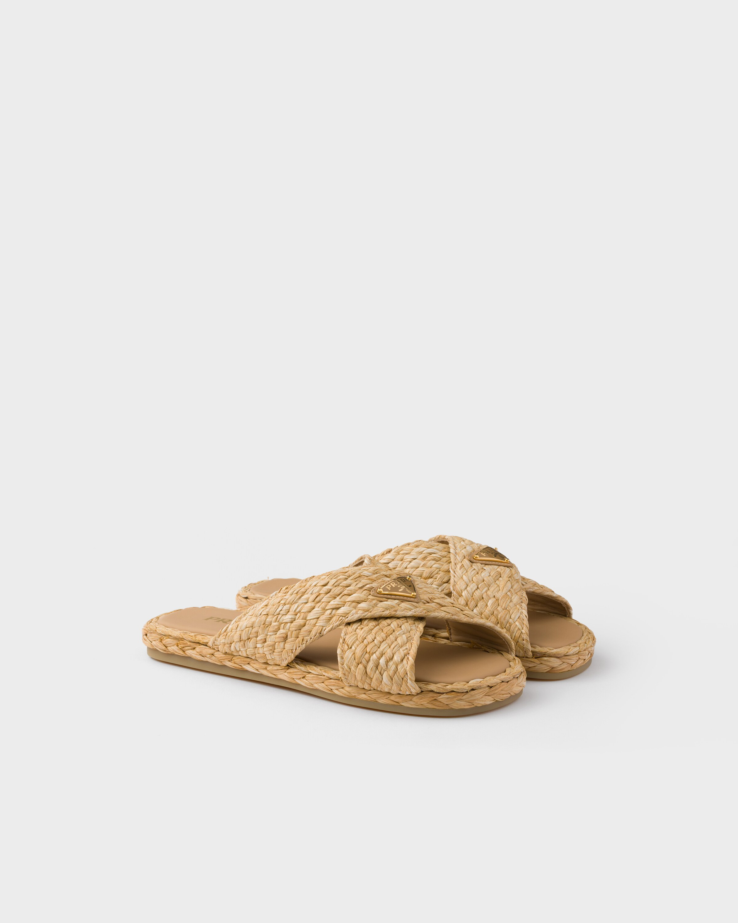 Raffia crisscross slides | Prada US