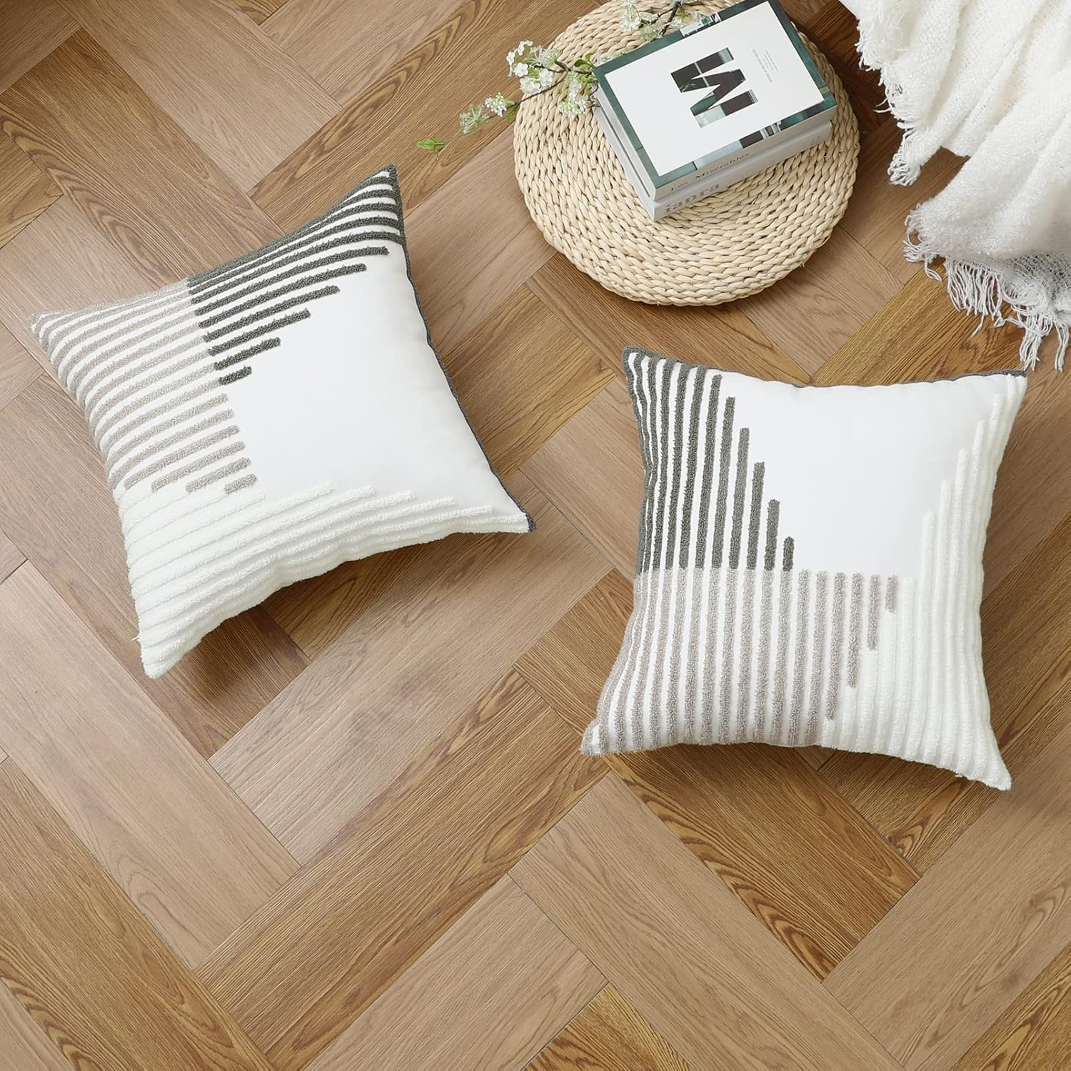 Oirpro Boho Throw Pillow Covers 20 x 20 Pack of 2 Modern Striped Farmhouse Pillow Covers Neutral ... | Amazon (US)