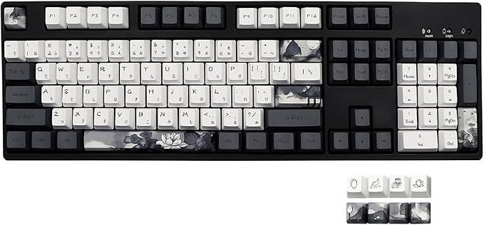 JSJT Ink Lotus Keycaps OEM Profile Japanese Keycaps 140 Keys PBT Dye Sublimation Custom Keycap Su... | Amazon (US)