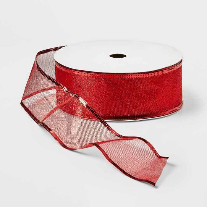 2&#34; Sheer Metallic Ribbon Red 100ft - Wondershop&#8482; | Target