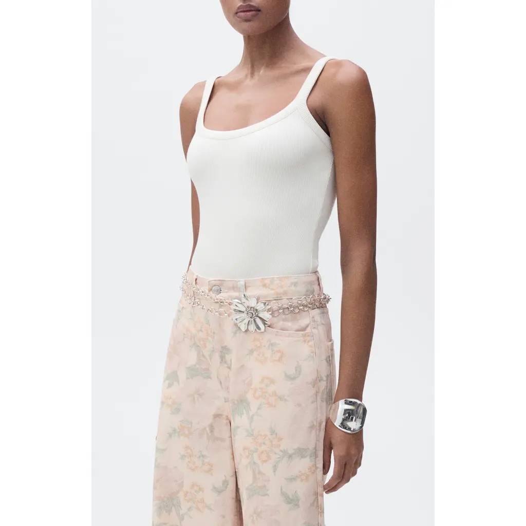 MANGO Rib Tank Bodysuit in Off White at Nordstrom, Size Medium | Nordstrom