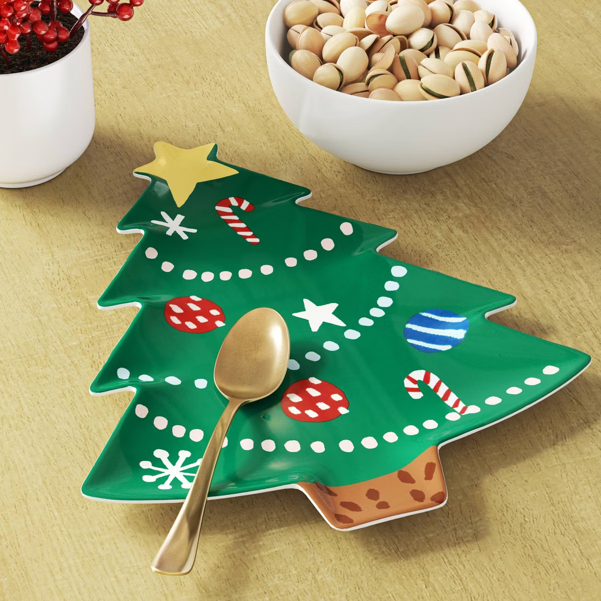 9.38" Christmas Melamine Tree Appetizer Plate Green - Wondershop™ | Target