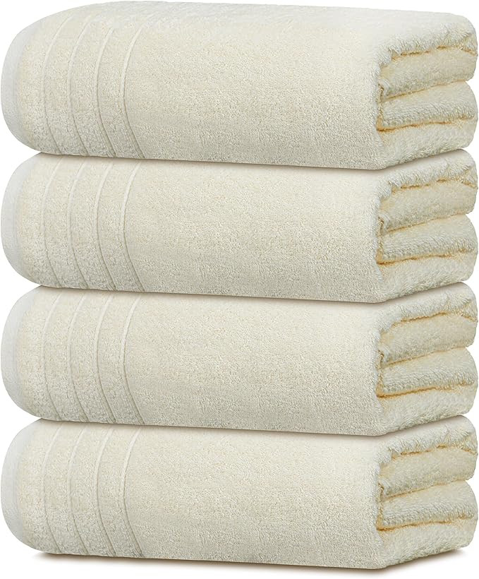 Pack of 4 Extra Large Bath Towels 30 x 60 Inches, 100% Cotton, Larger & Lighter Weight, Quicker t... | Amazon (US)