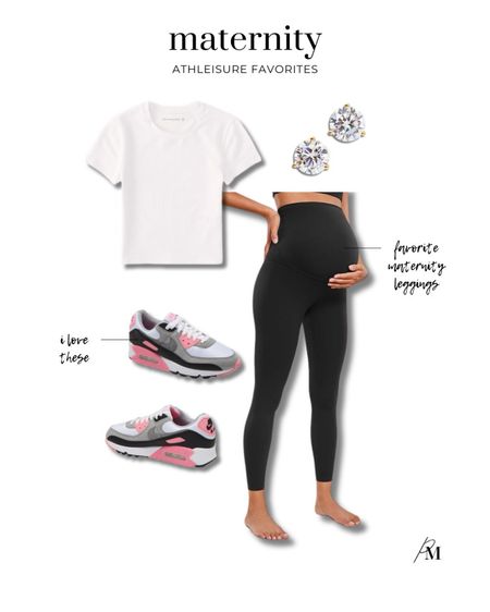 Maternity athleisure look. These Amazon maternity leggings are amazing! These Nike's are so cute and so comfortable. 

#LTKActive #LTKstyletip #LTKSeasonal